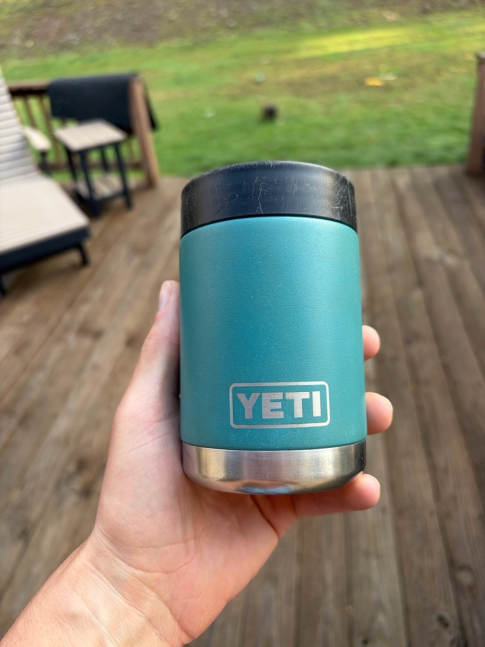 Yeti Insulated Rambler Colster 12oz Can Cooler River Green Rare Retired Gen 1